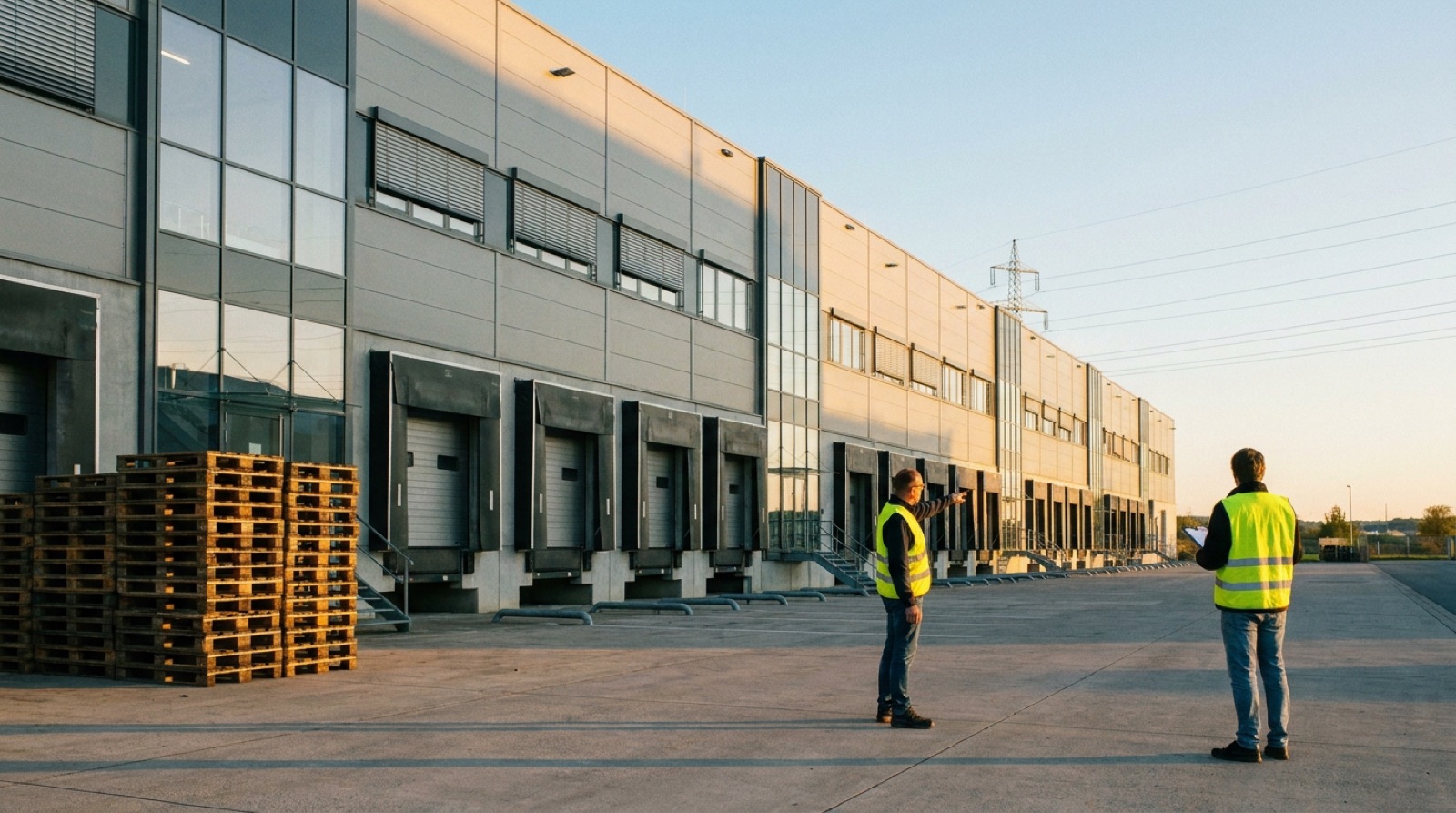 Gewerbeimmobilie aus Insolvenz: Lagerhalle und Produktionsstätte mit Laderampen, Begutachtung vor Verkauf